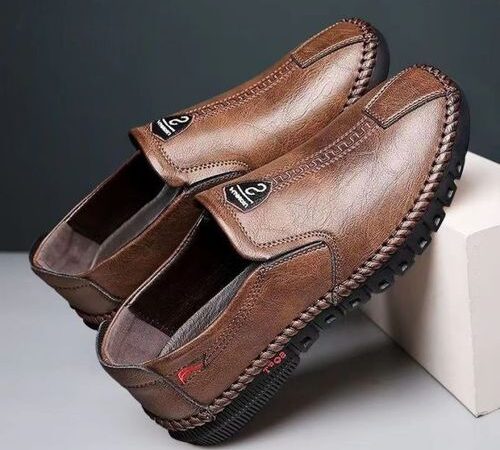 Efokeke | Men’s Formal Wedding Corporate Leather Shoes Slip On-Brown