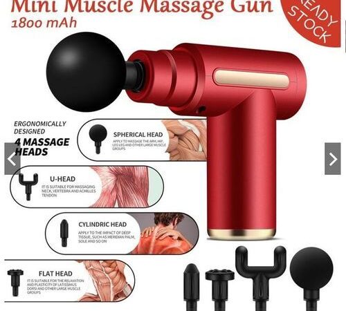 Efokeke | Handheld Fascia Massage Gun Muscle Relaxation With 4 Heads – Wine