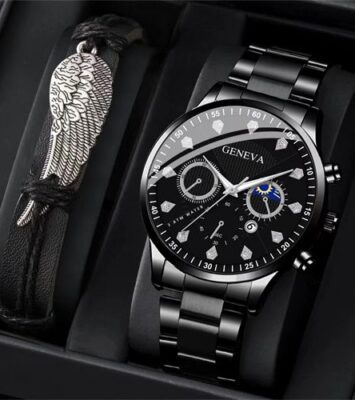 Efokeke|High-end Watch + Bracelet Dating Party Atmospheric Watch – Black