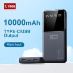Efokeke | C Idea 10000mAh Black Cheap Long Standby Pøwerbank – With dual USB Output And A Type-C Output – Black