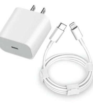 Efokeke|Two Pin Fast Charger & Type-C Cord 20W- White