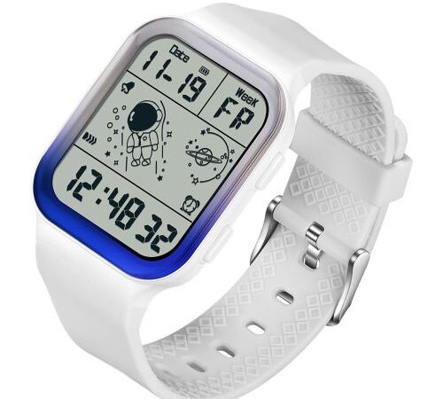 Efokeke | Electronic Watches for Men Women Digital Wristwatch – White