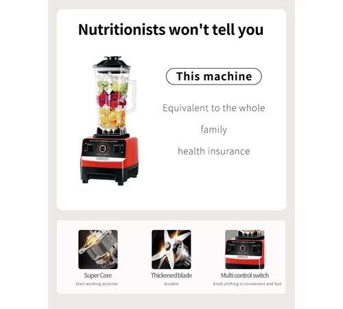 Efokeke | Orium 2L Multifunctional Heavy Duty Commercial Blender – Black/Red