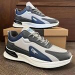 Efokeke | AIDAILU Men’s Sneakers Sports Casual Shoes Running – Non-slip PU Leather – Light Blue