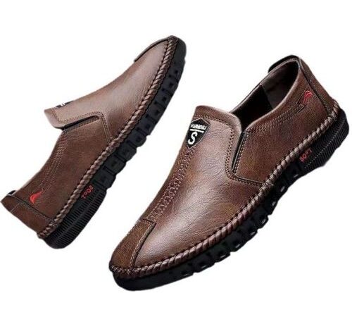 Efokeke | Men’s Formal Wedding Corporate Leather Shoes Slip On-Brown