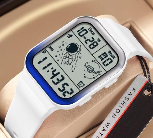 Efokeke | Electronic Watches for Men Women Digital Wristwatch – White