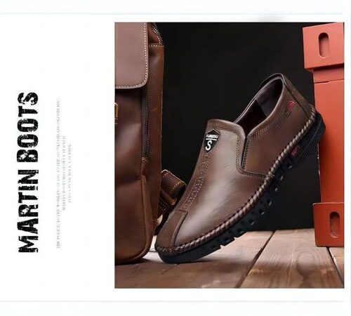 Efokeke | Men’s Formal Wedding Corporate Leather Shoes Slip On-Brown