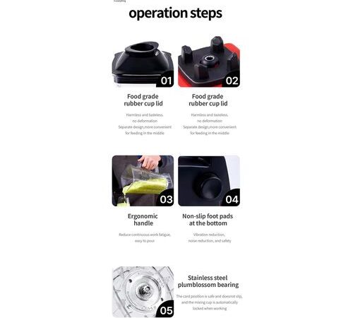 Efokeke | Orium 2L Multifunctional Heavy Duty Commercial Blender – Black/Red