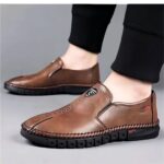 Efokeke | Men’s Formal Wedding Corporate Leather Shoes Slip On-Brown