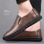 Efokeke | Men’s Formal Wedding Corporate Leather Shoes Slip On-Brown