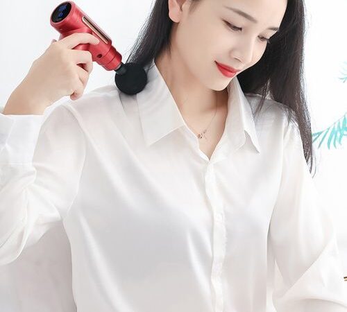 Efokeke | Handheld Fascia Massage Gun Muscle Relaxation With 4 Heads – Wine