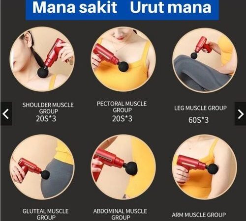 Efokeke | Handheld Fascia Massage Gun Muscle Relaxation With 4 Heads – Wine